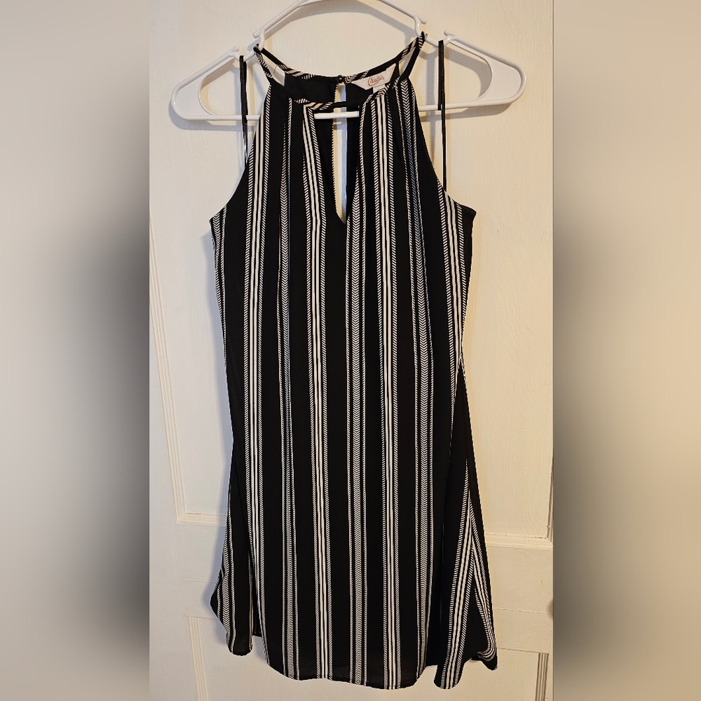Candie’s Black & White Halter Shift Keyhole Mini Dress XS